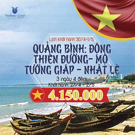 Tour du lịch Quảng Bình: Động Thiên Đường – Mộ Tướng Giáp – Biển Nhật Lệ - 3 Ngày