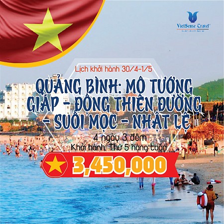 Chương trình Quảng Bình: Mộ Tướng Giáp – Động Thiên Đường – Suối Moọc – Nhật Lệ - 4 Ngày Chương trình Quảng Bình: Mộ Tướng Giáp – Động Thiên Đường – Suối Moọc – Nhật Lệ - 4 Ngày